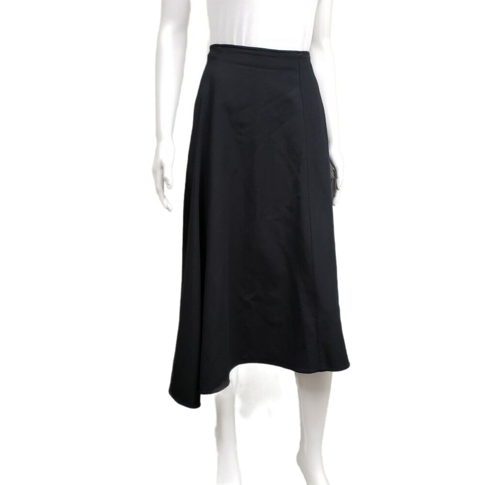 DOROTHEE SCHUMACHER Black Look Sharp Asymmetrical A-Line Midi Skirt Size M - Picture 2 of 8